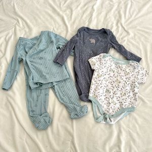 3-6m neutral baby onesies and matching set